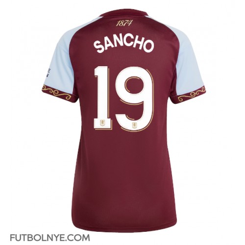 Camiseta Aston Villa Jadon Sancho #19 Primera Equipación para mujer 2025-26 manga corta Camiseta Aston Villa Jadon Sancho #19 Primera Equipación para mujer 2025-26 manga corta